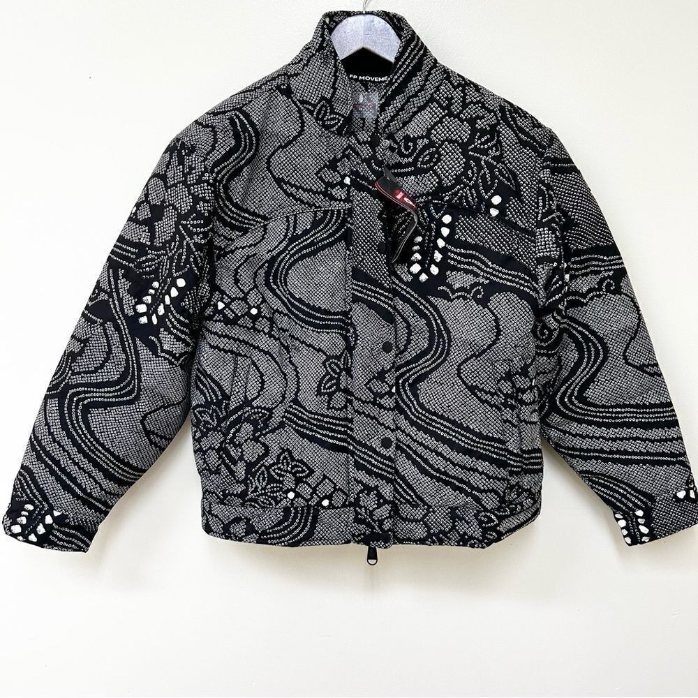 Free People Bunny Slope Printed Puffer Jacket in Midnight Combo
